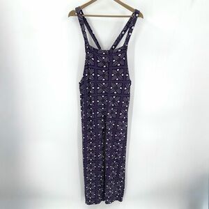 ADE + AYO Jumpsuit Overalls Girls XL Purple Geometric Print Buttons 100% Cotton